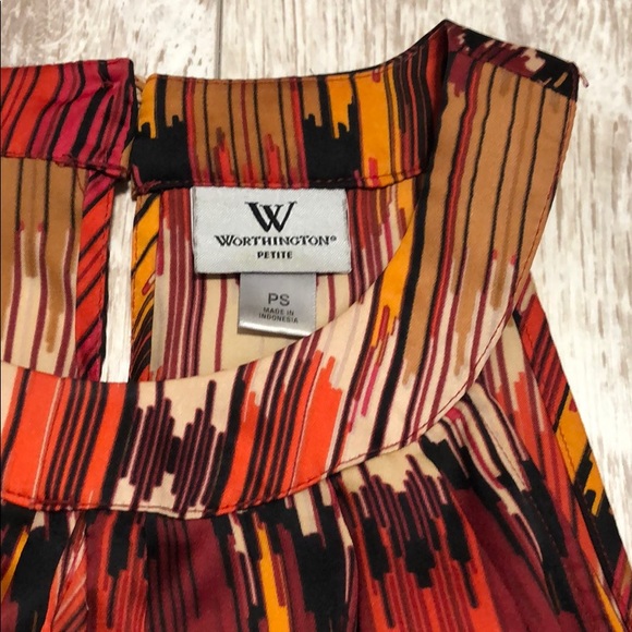 Worthington petite S print ruffle sleeveless top - Picture 2 of 3